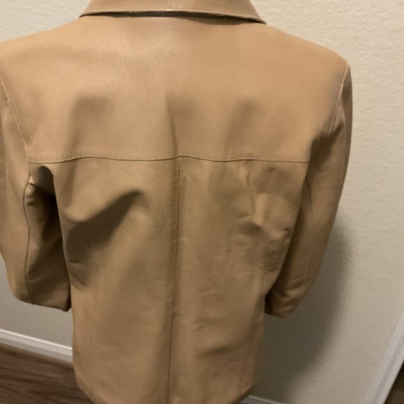Siena Studio Womens Tan Leather Button Front Jacket Size Medium - Picture 5 of 15